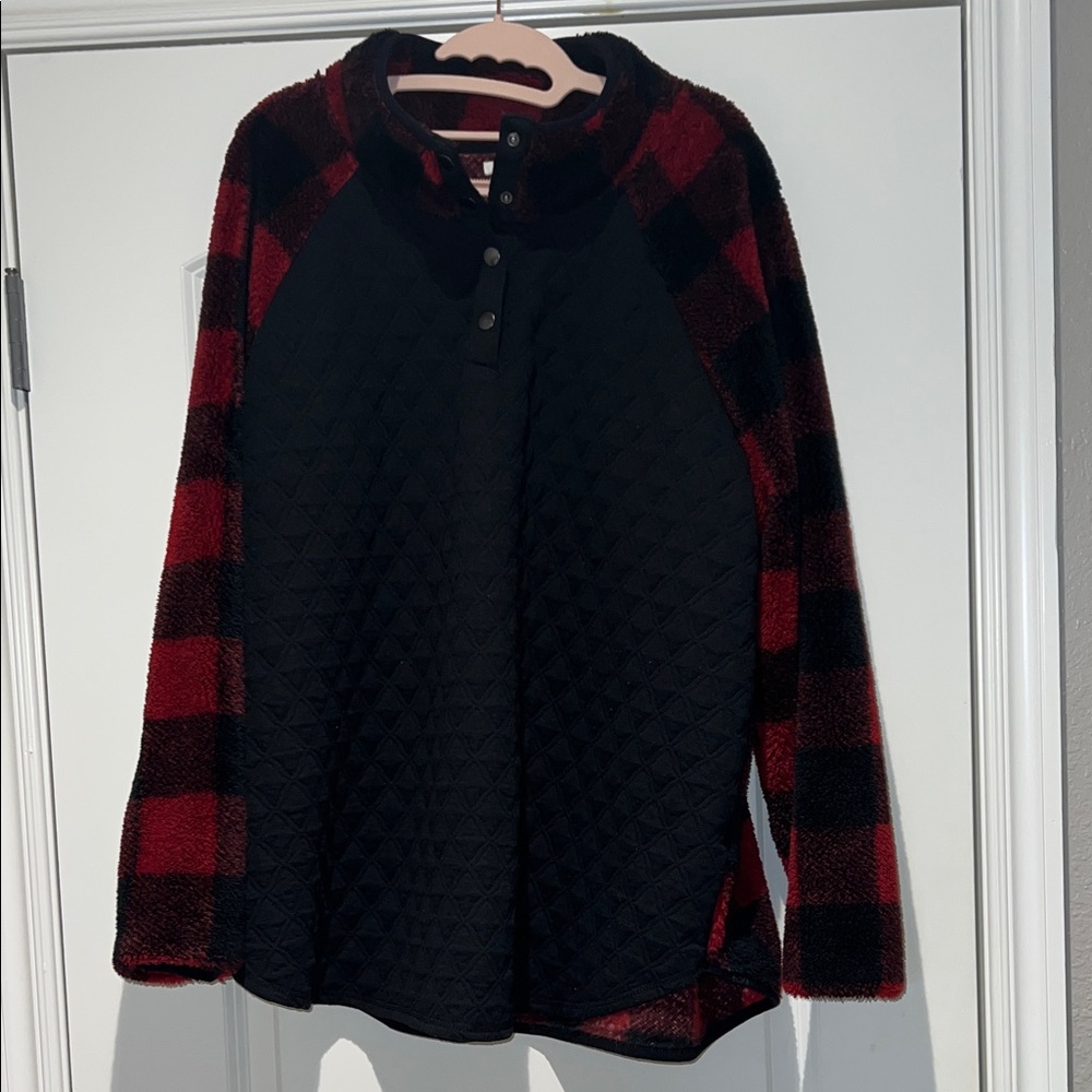 Maurices Plaid Black and Red Teddy Jacket